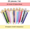 Pennor 20 datorer Crystal Pen Big Diamond Metal Ballpoint PENT Present Promotion Studenty Office Writing Pen