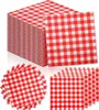 Tischservietten, 100 Stück, Papierservietten mit Weihnachts-Gingham-Druck, karierte Einweg-Cocktailservietten, 2 Schichten, Hochzeit, Geburtstag, Picknick-Servietten 230628