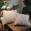 Kudde/dekorativ kuddtäckfodral Geometrisk mönster Bomull med tofsar soffa kast heminredning