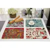 Serviette de table motif ethnique coloré vie 4 pièces ensemble tapis de cuisine coton lin fleur sets de table décoratifs