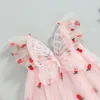 Flickans klänningar småbarn baby flicka rem klänning för kläder sommar 3d fjäril vingar prinsessa mesh tutu ärmlös barnfestdräkt 230628