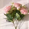 Fiori secchi 30 cm Bouquet di seta rosa rosa Peonia Fiore artificiale Testa grande 4 Piccole decorazioni per la casa di nozze da sposa