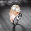 Cluster Rings S925 Sterling Silver Ring Retro Thai Art Wholesale Jewelry Natural Freshwater Pearl Open Ended Women