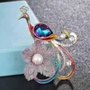 Brooches Zlxgirl Jewelry Metal Copper Enamel Peacock Pin For Women Couple Gifts Brand Cubic Zircon Hijab Scarf Pins