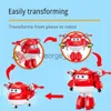 Minifig Super Wings 5 ​​Inches Transforming Jett Dizzy Donnie Deformation Airplane Robot Action Figures Transformation Animation Kid Toys J230629