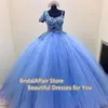 Robes de soirée élégante fleur robe de bal Quinceanera formelle une épaule cristal perles dentelle appliques princesse robes d'anniversaire