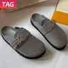 2024 Slippers Cosy Flat Comfort Clog Mule slides Bruin wit leer blauw zwart grijs denim designer slipper dames zomer strand slide sandalen luxe platte sandaal 11es