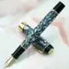 Pens Jinhao 100 stulecia żywicy Fontanna Pen Grey Marble Golden Clip Iridium EF/F/M/BENT NIB Z PENYMINEK INKINIKA CONWERTER