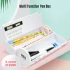 Bags NBX Pencil Cases Multifunctional Standing Pencil Case Organizer Double Layer Cylindrical with Mirror Erasable Notepad Calculator