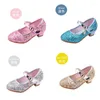 Chaussures plates princesse filles fête spectacle de danse unique en cuir nœud papillon paillettes cristal sandales Western Boutique enfants talons hauts