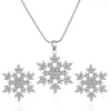 Necklace Earrings Set Fashion And Elegant Snowflake Ladies Jewelry Accessories