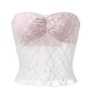 Canotte Canotte Fashion Top a tubo per le donne Pizzo floreale senza spalline Sheer Mesh Crop Top Canotta sexy Boho Bandeau Dance Junior