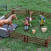 Minifig Oenux Farm Wash Horses Stable Club Animals Playset Cafe House Model Horseman Saddle Rider Fence Figures Xmas Gift Kid Toy J230629