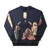 Moletons Masculinos Moletons Colored Ink Image Jesus Is King Moletons Masculino Feminino Foam Print Gola Crew Hoodie 2022 Hip Hop Ye Manga Longa J230629