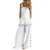 Womens Jumpsuits Rompers HotWomen Jumpsuit Rompers Wide Leg Pants Pure Color Low Cut Plus Size Side Buttons Sleeveless Long Trousers Suspenders Playsui J230629