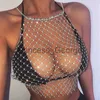 Parti Elbiseler Seksi Kulübü Örgü Üst Kadın T Gömlek Blusa Parti Elmas TShirt Taklidi Kırpılmış Tee Tshirt Kadın Giysileri See Through Ropa Mujer x0629