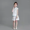 Vêtements ethniques filles Cheongsam Style chinois été ensemble pour enfants vêtements à manches courtes ancien Tang bébé