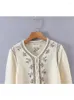 Femmes tricots automne femmes broderie florale culture tricot Cardigan pull Vintage simple boutonnage à manches longues vêtements d'extérieur pour femmes