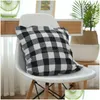 Taie d'oreiller Noël Buffalo Check Plaid Throw Ers Coussin Cases Pour Farmhouse Home Decor Rouge Et Noir 18 Pouces Jk2010Xb Drop Deliv Dhl98