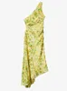 Robes décontractées une épaule larges plis femmes ourlet irrégulier solide Vintage col diagonal femme Vestidos robe sans manches pour femme