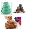 Moldes de cozimento três camadas Round Wedding Cake Pan Decorating Tins Birthday Bakeware Platinum Silicone Cupcake Moldes