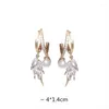 Stud Oorbellen Trend Imitatie Parel Dangle Earring Voor Vrouwen Licht Luxe Zirconia Tarwe Mode Elegante Sieraden Geschenken Bijoux