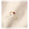 Cluster Rings 925 Sterling Silver 14K Gold Plated Ring For Women Red Zircon Korean Retro Vintage Simple Wedding Party Luxury Jewelry