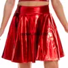 Jupes multicolore femmes Faux cuir plissé mode décontracté taille haute grande balançoire Stretch PVC Mini jupe courte discothèque S-XL