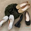 Sapatos femininos de salto baixo redondos, de couro legítimo, sapatos femininos, primavera, outono, laço, botas, pés de porco, mulheres
