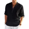 Chemises habillées pour hommes t-shirt à manches longues chemisier décontracté coton lin hauts amples beau 230628