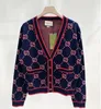 Swetry damskie haft z dekoltem w serek luksusowa litera G z długimi rękawami dzianinowy kardigan moda cienki luźny płaszcz