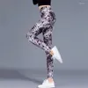 Leggings da donna LJCUIYAO Pantaloni da donna skinny da allenamento a vita alta con stampa leopardata da donna Pantaloni elasticizzati in poliestere da corsa