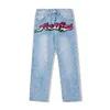 Hommes Plus La Taille Pantalon Hip Hop Broderie Dégradé Jeans Hommes Déchiré Droite Complet Imprimé Streetwear Denim Pantalon