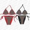 Conjunto de biquínis estampados com letras estampadas femininas maiô sexy frente única maiô Hot Spring