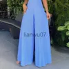 Vrouwen Jumpsuits Rompertjes 2023 Vrouwen Elegante Sexy Gestreepte Hollow Out Mouwloze Wijde Pijpen Werken Jumpsuit J230629