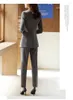 Kvinnors tvåbitar byxor 2023 Kvinnlig blå blazer Kvinnor Blandar Damer Ladies Work Business Office Uniform Style