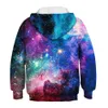 Tshirts Children Star Space Galaxy Hoodies Hooded Boy Girl Hat 3D Sweatshirts Print Colorful Nebula Kids Fashion Pullovers Kläder Topps 230628