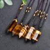 Pendant Necklaces Natural Crystal Amethyst Energy Column Healing Gemstone Necklace Magic Wand Point Jewelry