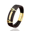Bracelets porte-bonheur YISHUCHA marque acier inoxydable métal perle accessoires Bracelet homme marron multicouche cuir corde chaîne mâle bracelets cadeau