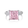 Blask Biżuteria 925 Sterling Silver Women Ring Randiant Cut Pink 5a 8a Politaire Cubic Cyrronia Obietnic Obiec