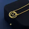 Mens Designer Necklace Hoop Pendants 18K Gold Plated Chain Luxury Gold Necklaces Stainless Steel Letter Choker Cuban Link Jewelry Accessories Gifts with Box