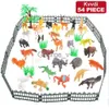 Minifig 54 PCS Mini Jungle Animal Toys Set Realistic Wild Plastic Djur Learning Toys Elephant Gazelle Giraffe Gnu Gorilla Lion Tiger J230629