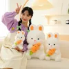 Kawaii doux lapin avec carotte jouets en peluche oreiller en peluche joli lapin oreiller bébé apaiser poupées mignon cadeau d'anniversaire