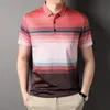 Men s polos mlshp golf randig siden polo skjortor lyxiga kort ärm smart casual man t skjortor mode sommar smala man tees 3xl 230629