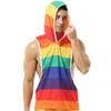 Men's Tank Tops Mens Hooded Slip Homme Causal Undershirts Mesh Breathable Striped Sleeveless Hoodies T-shirts Vest Gym Loose Shirts