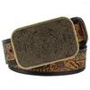 Cinturones Calendario azteca Hebilla de aleación Cinturón de cuero grabado en relieve Moda de ocio