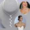 Ensembles de bijoux de mariage mode demoiselle d'honneur mariée 2 pièces ensemble femmes cristal collier boucle d'oreille bal 230627