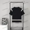 xinxinbuy T-shirt da uomo firmata 23ss Paris Ribbon Paneled Lettera ricamo manica corta cotone donna kaki nero bianco XS-2XL