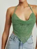 Party Dresses Shiny top glitters Rhinestones Glitters Halter Crop Tank Tops Women Backless Chains Linked y2k clothes x0629