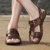 Sandales hommes cuir été classique chaussures pantoufles doux romain confortable chaussures de marche grande taille 48 230629